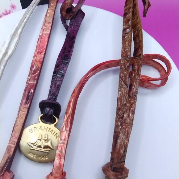 Set of 5 Brahmin Medallions Croc Embossed Leather Hang Tag  FOB - FIRM PRICE - Picture 2 of 8